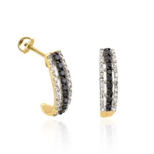 10ct Gold Black & White Diamond Talon Earring